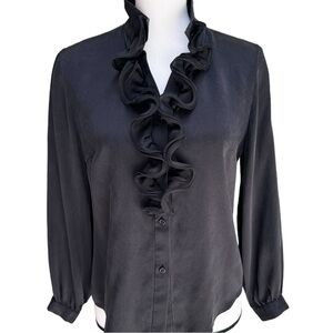 Vintage David Rodriguez Silk Ruffle Blouse Women's 8